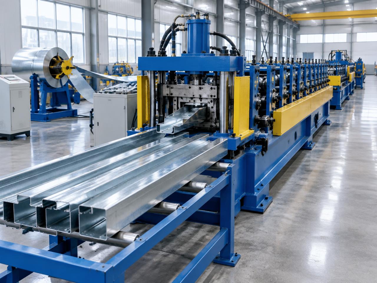 Roll-forming line producing steel profiles